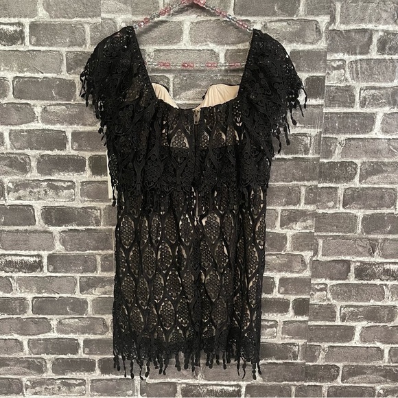 Stone Cold Fox Iowa Black Lace Mini Dress fringe ruffle - Picture 9 of 10